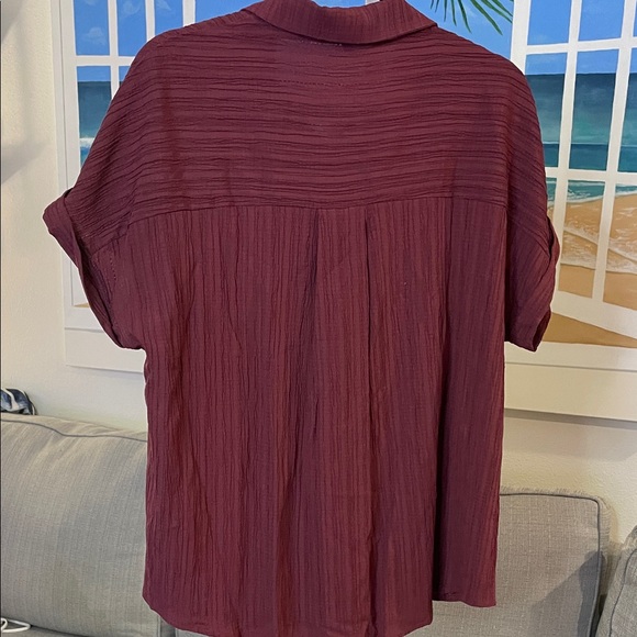 Petallush Women's Button Down Shirt in Burgundy - Picture 5 of 5